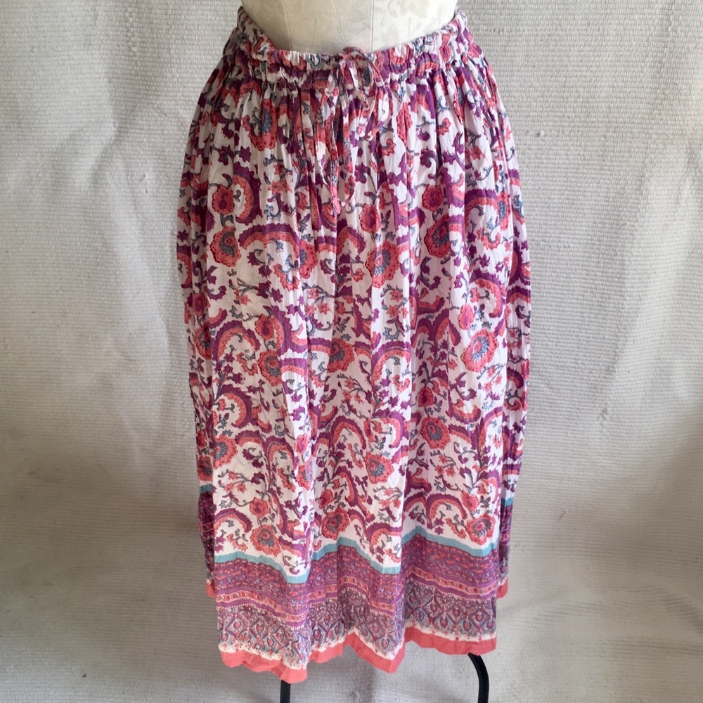 Anokhi Rare Vintage 70s Batik Print Prairie Skirt - Picture 1 of 8